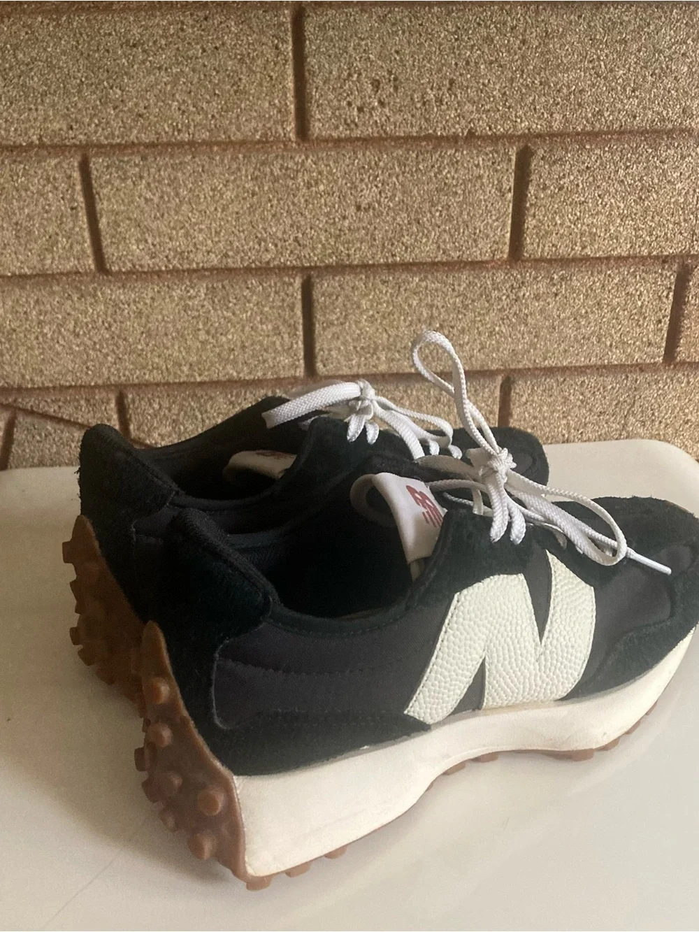 New Balance 327 Black Sneakers with White 'N' Logo Women's Size 7.5